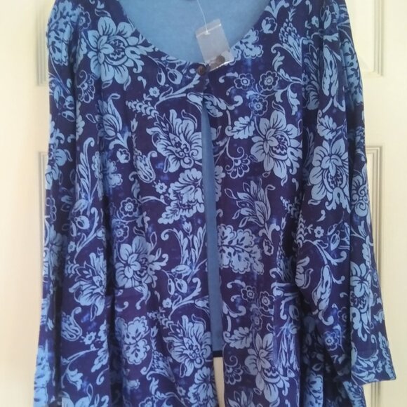 Isaac Mizrahi Live Blue Floral Cardigan Sweater /Shrug- 5X-NWOT - Picture 3 of 4